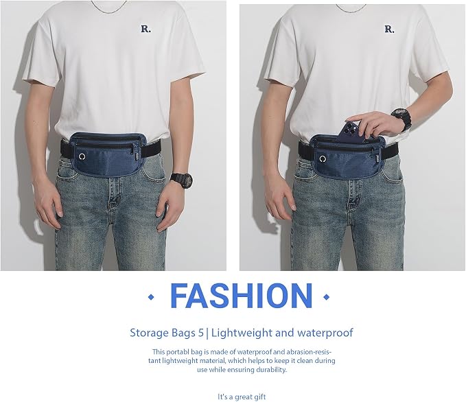Slim RFID Blocking Money Belt for Travel - Anti-Theft Hidden Passport Holder Waist Wallet with Secure Pouch for Cash, Credit Cards & Phone Safe (Navy Blue) - Image 7