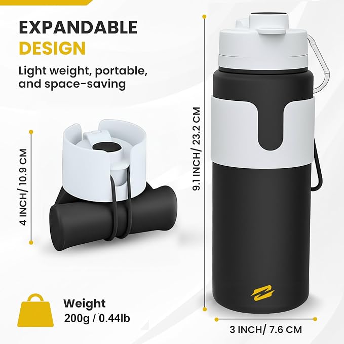 Collapsible Water Bottles – BPA-Free Silicone, Leak-Proof & Lightweight Foldable Water Bottle for Travel, Hiking, Camping, Sports & Everyday Use – Compact, Reusable, Portable, Easy Clean - Image 3