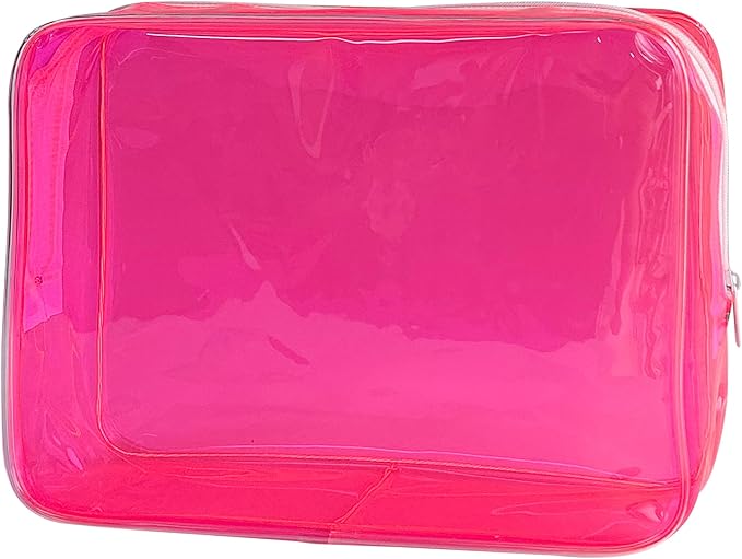 Waterproof PVC Makeup Bag - Leakproof Cosmetic Organizer for Travel Toiletry Storage 9.84×7.09×2.36 Inch for Women & Men (Pink) by TotePrint