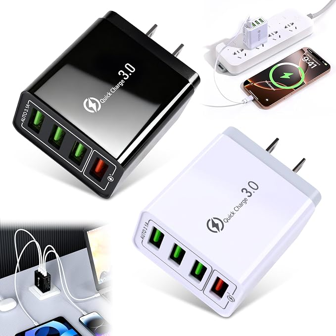 Magvolt Pro Phone Charger,Magvolt Chargers,4-Port Chargers,Multi-Protection System,Travel Fast Charging for Smart Phones,Tablets,Devices with Multiple Ports,Wall Charge for Travel & Home(Black+White) by Unknown