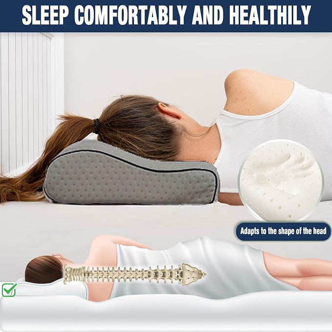 alkamto Travel & Camping Comfortable Memory Foam Pillow – Easy to Carry Portable Bag – Temperature Regulating Pillow Case (Grey Contour + Extra Cover) - Image 2