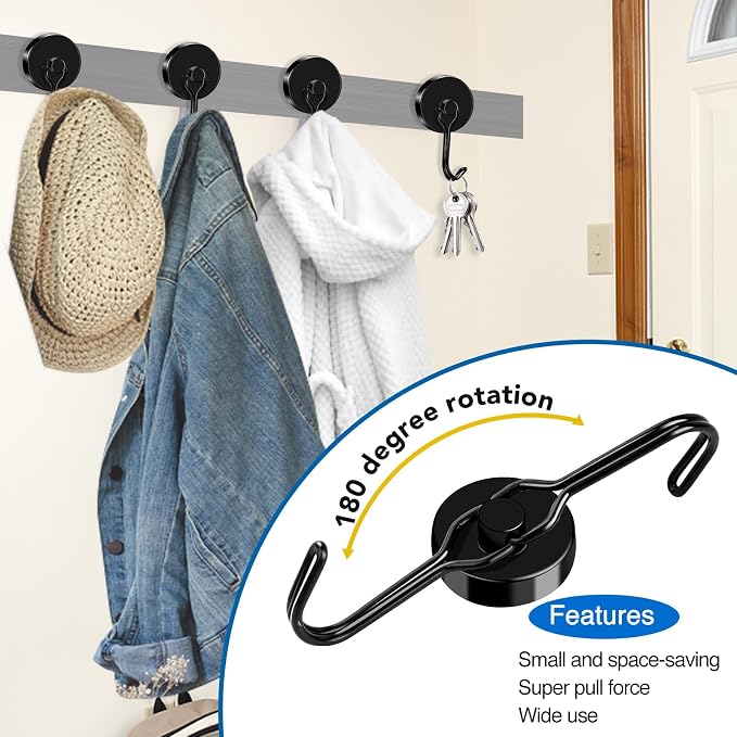 LOVIMAG Swivel Magnetic Hooks, 120LBS, Pack of 6 | Cruise Cabin Ship Essentials 2026, Heavy Duty Magnets for Refrigerator, Classroom, Kitchen, Hanging Mug, Black - Image 6