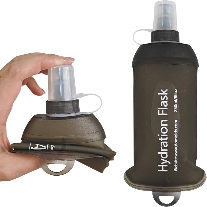 250ml Soft Flask, TPU Collapsible Soft Water Bottle for Hydration Pack, Running Vest, Leak-Proof Folding Water Bottle for Hiking Cycling Climbing Jogging- 1Pcs, Grey by Unknown