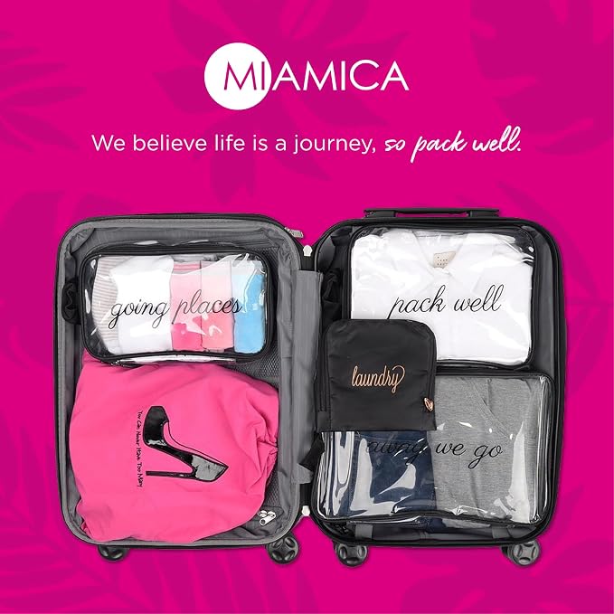 MIAMICA TSA Compliant Travel Bottles and Travel Toiletry Bag – Includes 12 Pieces – 7.55" L x 7.4" W x 1.8" D, Clear – Cute Travel Gifts - Image 7