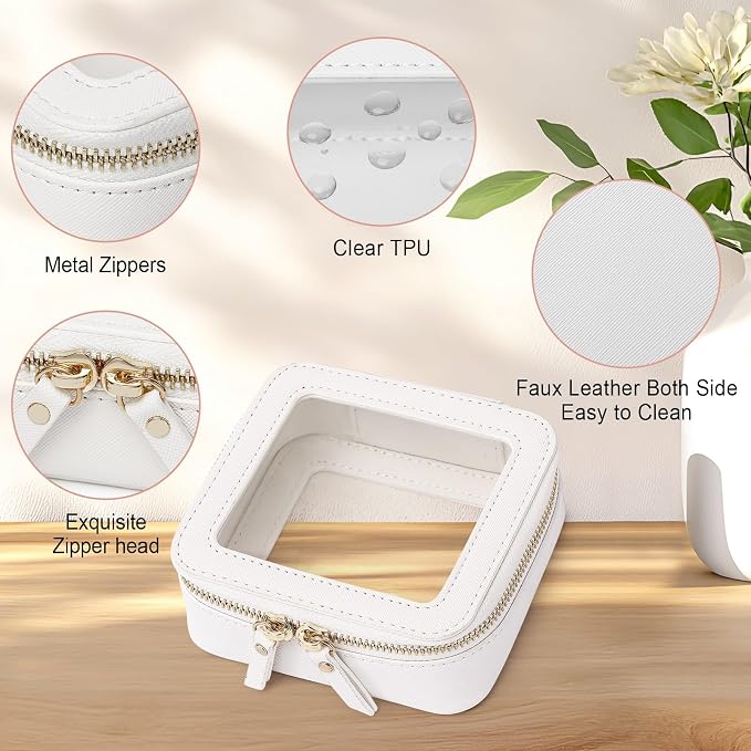 Pinkmik Mini Clear Makeup Bag, White, MINI-1 | Small Size, Zipper Closure, Cosmetic & Toiletry Case, Purse Organizer, Car Essentials - Image 5