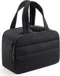 Travel Toiletry Bag, Quilted Travel Makeup Cosmetic Bag Organizer, Toiletry Bags for Traveling Women, Make up Bag with Handle, Black by LIGHTFLIGHT