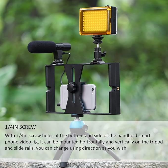Smartphone Video Rig, Phone Video Stabilizer Camera Case Mount Holder for Filmmaking and Vlogging, with Cold Shoe Mount for Smartphone, for Streaming Equipment(Blue) - Image 6