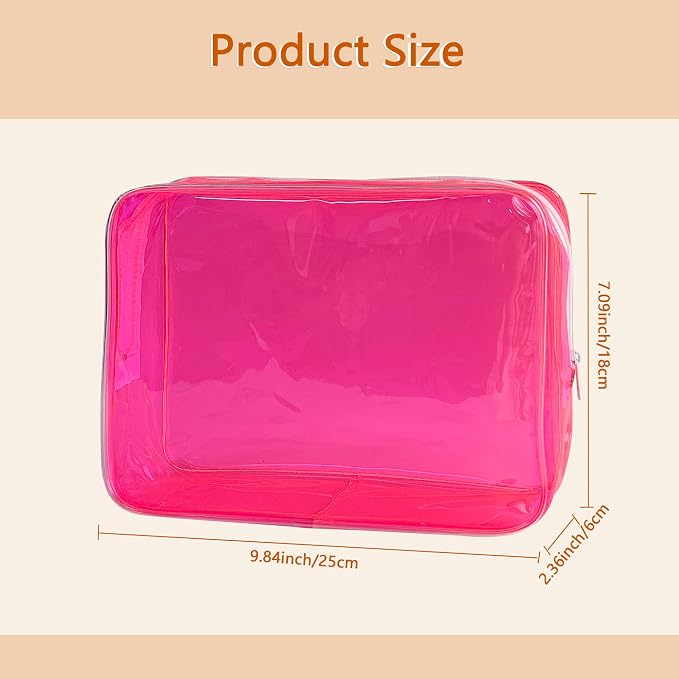 Waterproof PVC Makeup Bag - Leakproof Cosmetic Organizer for Travel Toiletry Storage 9.84×7.09×2.36 Inch for Women & Men (Pink) - Image 2