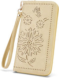RFID Wallet Women Large Capacity Sunflower Wristlet Wallets for Women Clutch Ladies Cell Phone Purse by HAYRVANE