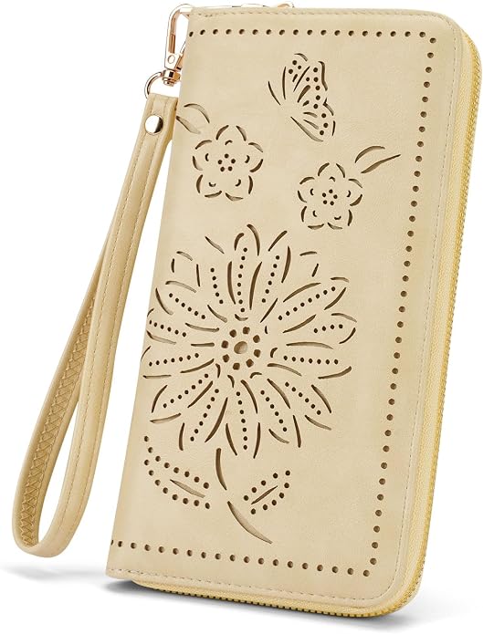 RFID Wallet Women Large Capacity Sunflower Wristlet Wallets for Women Clutch Ladies Cell Phone Purse by HAYRVANE