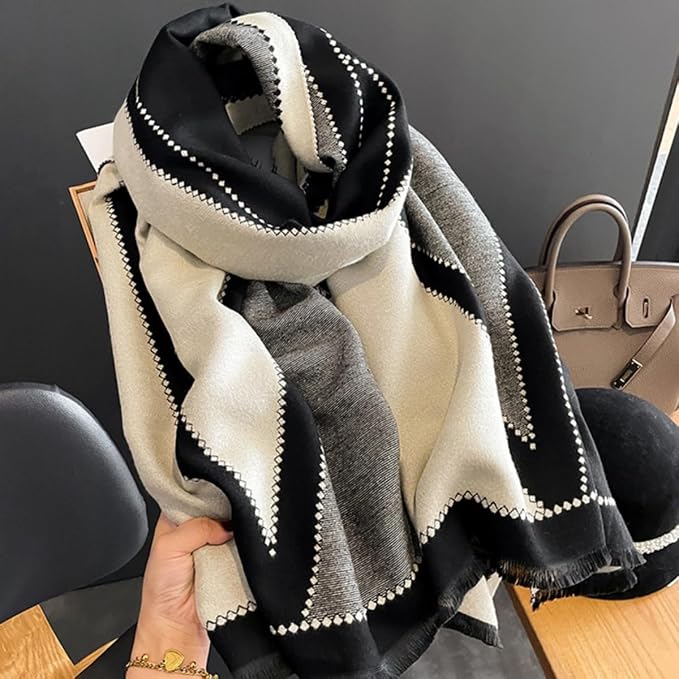 WaJuemy Winter Scarf for Women Dressy Evening Pashmina Shawl Wraps Open Front Poncho Blanket Fashion Travel Shawls Cape Wrap - Image 4