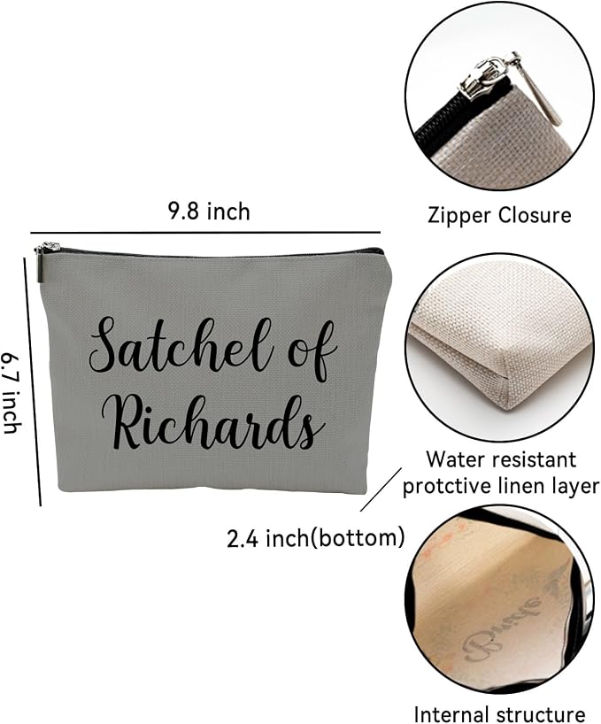 ZUYUROU Funny Makeup Bag Satchel of Richards Gag Gift for Women Bachelorette Birthday, Travel Cosmetic Pouch Double-Sided Zipper Organizer for Toiletries - Image 2