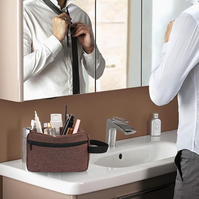 Icramsy Travel Toiletry bag Toiletry bag for women men Hanging Cosmetic bag Travel accessories for Women Men (Brown) - Image 6