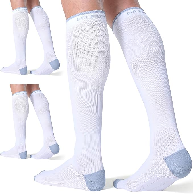 CS CELERSPORT 3/4 Pairs Compression Socks for Men Women Size 6-12 | Knee High Support Socks for Running Nurses Pregnancy Travel Daily Wear by CSCELERSPORT