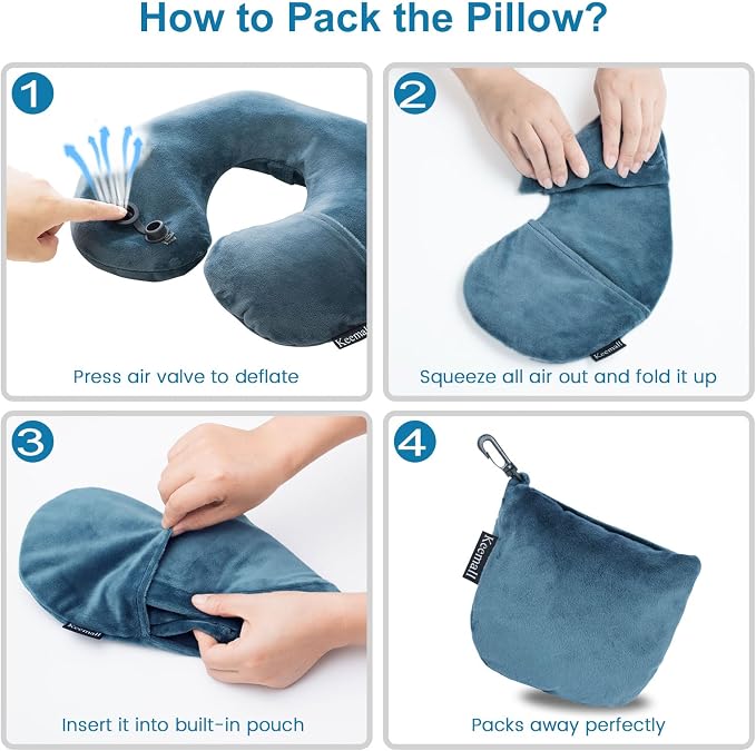 Keemall Portable Inflatable Travel Neck Pillow for Airplane, Car & Office | Compact Blow-Up U-Shaped Neck &Shoulder Support with Washable Pillowcase, Ideal for Plane, Train, Home Relaxation&Office Naps - Image 7