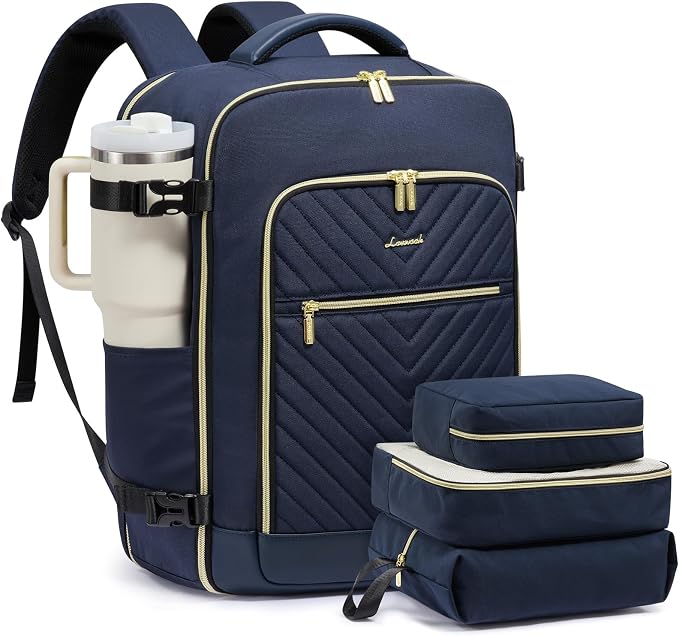 LOVEVOOK Large Travel Backpack for Women, TSA Carry on Backpack for Airplanes, 40L Personal Item Travel Bag for Women fits 17" Laptop,Waterproof Carry on Bag Airplane Approved with 3 Packing Cubes by LOVEVOOK