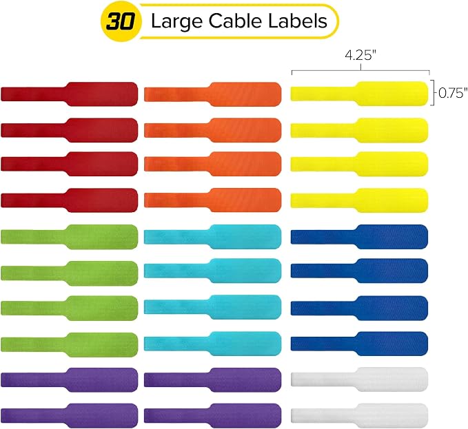Cable Labels - Wrap-It Storage - Large, Multi-Color (30-Pack) - Colorful Labels for Basement and Office Organizing | Colorful Labels for Basement and Office Organizing - Image 4