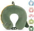 Memory Foam Travel Neck Pillow for Teens and Adults, Crocodile Design | Removable cover, machine washable, 360-degree head & chin support, 17 in neck size for teens and adults, car & airplane use by NiuniuDaddy