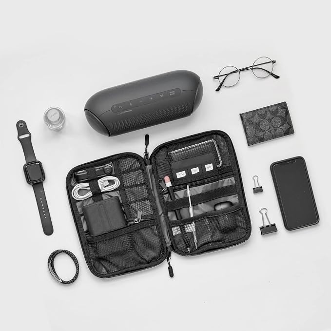 BAGSMART Large Electronic Organizer Travel Case for Tech Accessories, Black | Tech Accessories, Cord Storage, For Phone, Power Bank, SD Card, Cables - Image 8