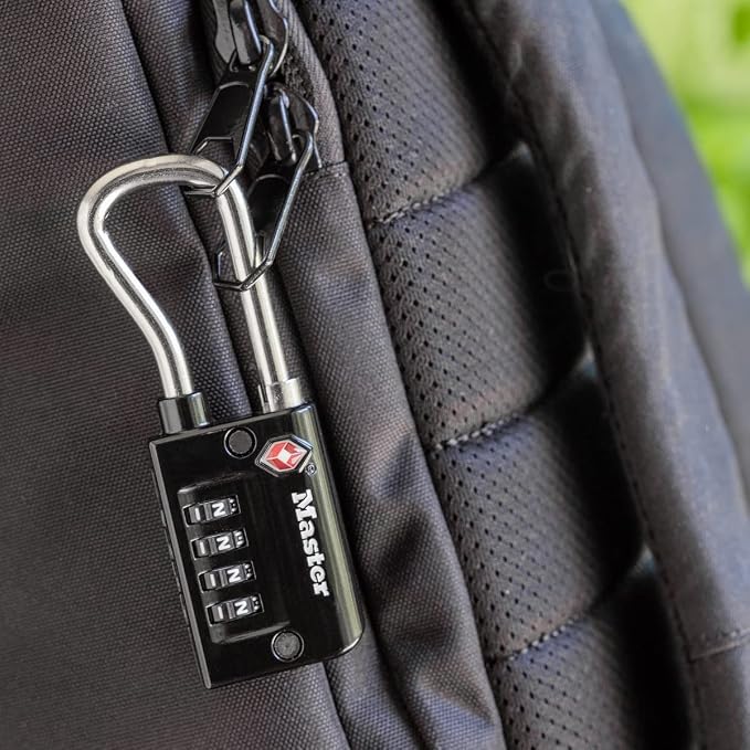 Master Lock Padlock, Set Your Own Combination TSA Accepted Luggage Lock, 1-5/16 in. Wide, 4696D, Black - Image 6