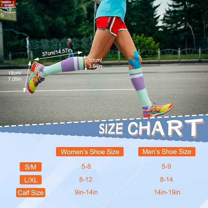 Compression Socks for Women Men | Knee High Comfort Circulation Support Socks for Athletic Running Cycling Travel - Image 3