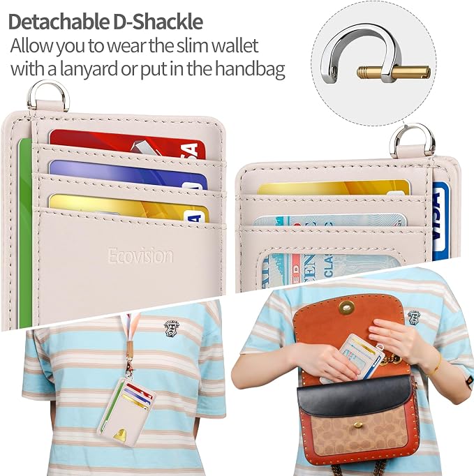 Slim Minimalist Front Pocket Wallet, RFID Blocking Credit Card Holder Wallet with Detachable D-Shackle for Men Women - Image 4