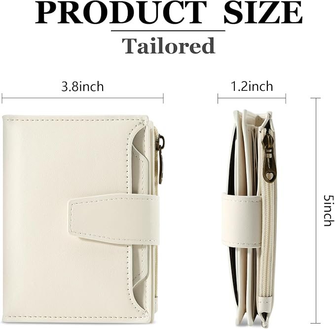 Small Wallet Women RFID Blocking Soft Leather Bifold Compact Card Holder Wallet for Women with Zipper Coin Pocket 4 ID Window - Image 3