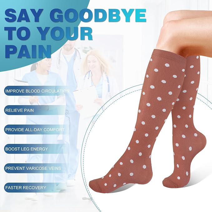 cerpite Compression Socks for Women & Men Circulation 8 Pairs Compression Socks 20-30 mmhg Best for Running,Nurse,Travel - Image 2