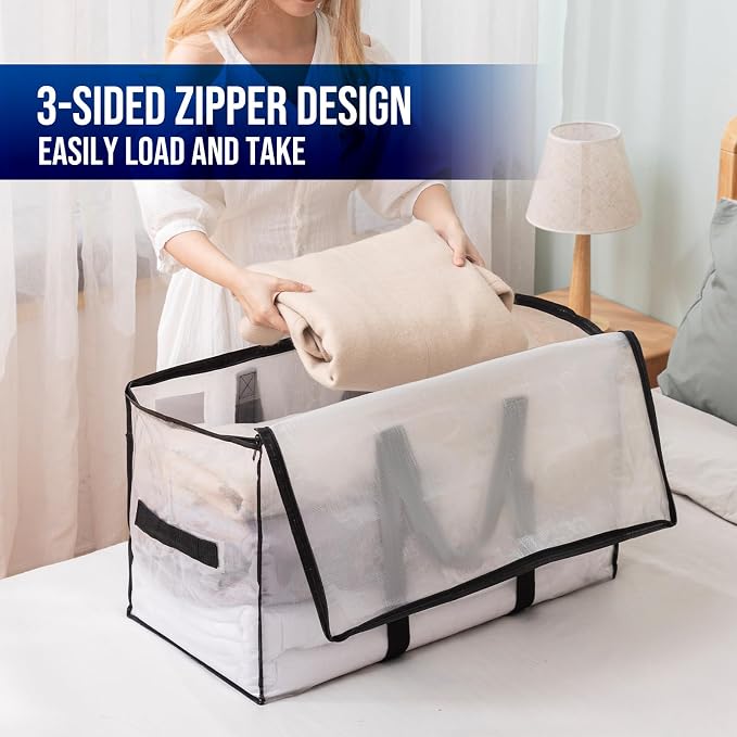 TAILI 6 Pack Clear Extra Large Moving Bags,Storage Bag with Visible Window | 93L Heavy Duty Totes For Storage,Wrap Around Handles,Alternative to Moving Boxes, College Dorm,Perfect for Moving - Image 6