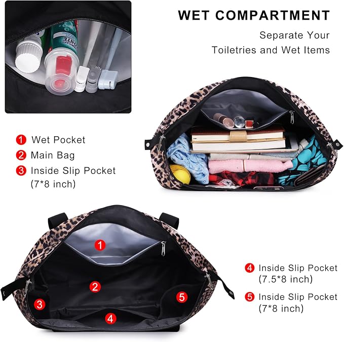 Expandable Duffel Bag for Women with Trolley Sleeve/Wet Pocket Weekender Travel Tote Large Carry On Overnight Luggage - Image 4