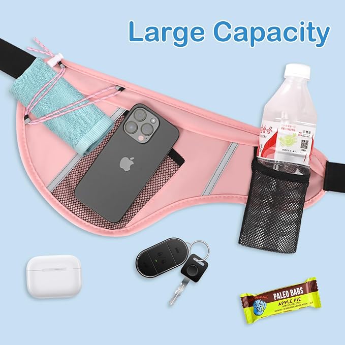 SooGree Men Women Sports Running Waist Bag, Waterproof Fanny Packs with Adjustable Belt, Waist Fanny Pack Bag with Water Bottle Holde for Running Hiking Walking Biking - Image 4