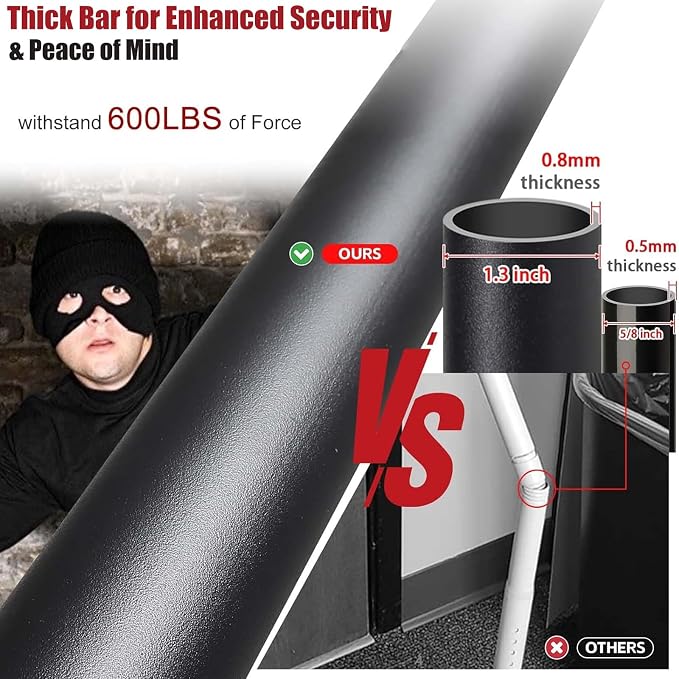 2 Pack Door Security Bar, Heavy Duty Door Brace for Front Doors, Sliding Doors & Windows, 24.5"-50.7" Adjustable Door Stopper with Anti-Slip Base for Home, Travel, Hotel & Dorm Security - Image 3