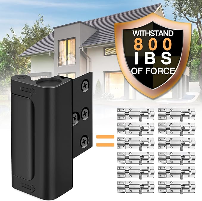 Front Door Locks for Kids Safety High Home Security Door Lock Reinforcement | Withstand 800 lbs, Child Proof Door Locks Night Top Flip Latch and 8 Screws Inward Swinging Doors Only, Defend Patio Bedroom - Image 3