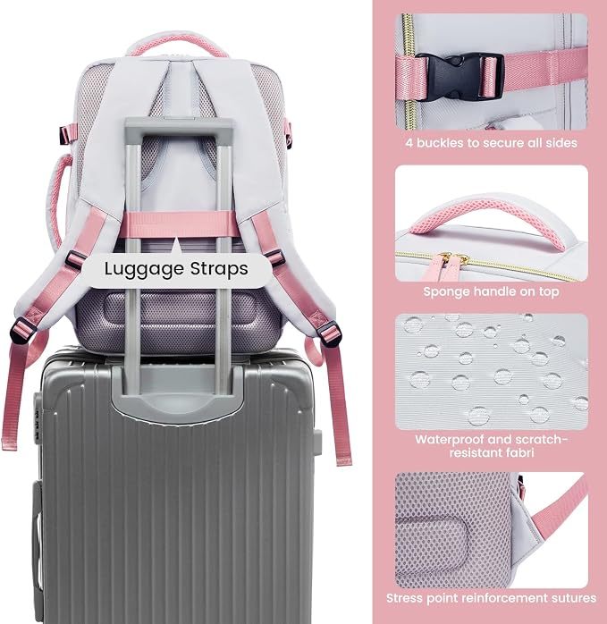 LOVEVOOK Travel Backpack for Women, 40L Carry On Backpack with 3 Packing Cubes,TSA Personal Item Travel Bag Airline Approved, Water Resistant Weekender Overnight Luggage Daypack, Fits 17 Inch Laptop - Image 9