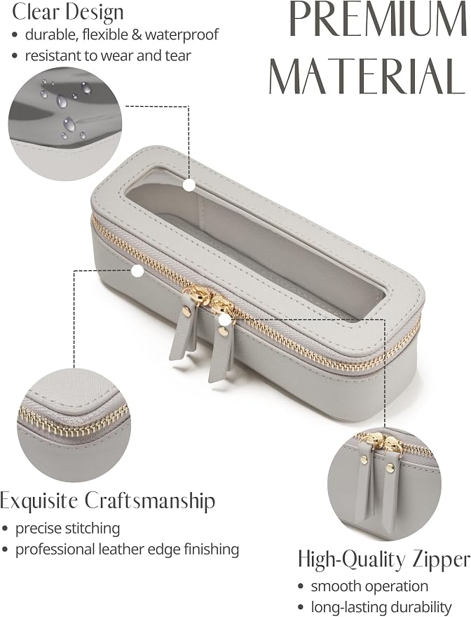Slim Makeup Brush Bag Travel Clear Toiletry Bag for Women Cute Make Up Bag for Traveling Cosmetic Bag Organizer Waterproof Tansparent Beauty Makeup Case Blue Gray - Image 3