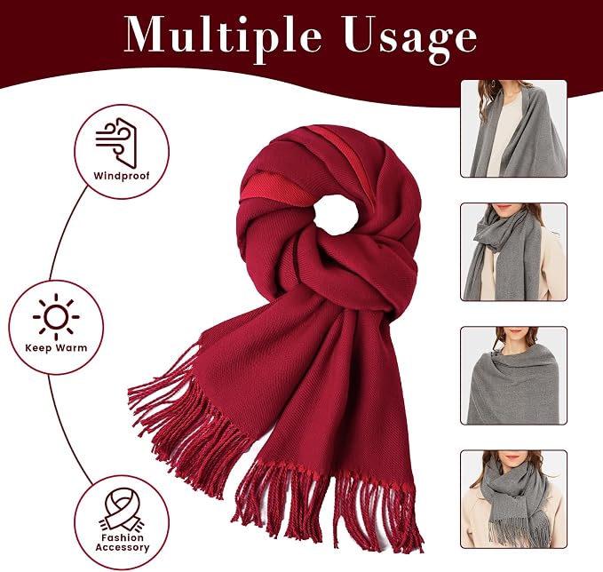 maamgic Women's Scarf Pashmina Shawls Blanket Scarf for Evening Dress | Soft Viscose Blend ,Lightweight,Large Scarf with Cozy Cashmere-Feel, Perfect For Weddings,Cruise Travel & Flights - Image 4