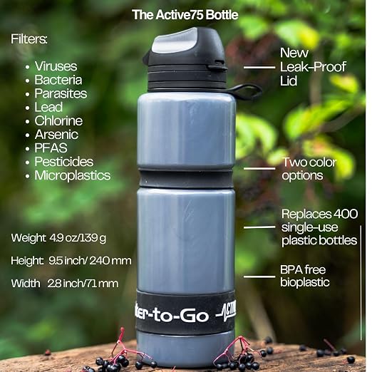 Water-to-Go Active Water Filter Bottle, 25oz/75cl | International Travel, Portable Purification, Eco-Friendly Bioplastic, New Leak-Proof Lid, Filters Viruses Most Bottles Miss - Image 6
