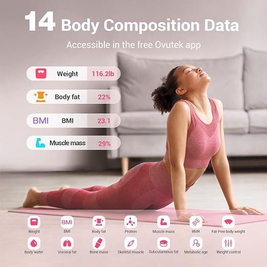 Smart Scale for Body Weight Digital Bathroom Scale with BMI Body Fat | Accurate Body Composition Muscle Mass Scale for Home Families Women Weight Loss Tracking Health Compact Size 400lb Pink - Image 2