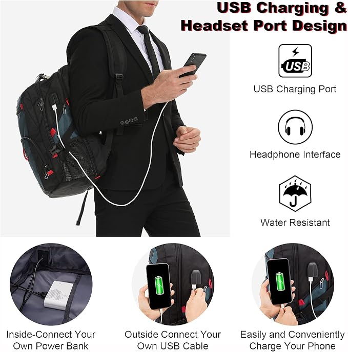 LOVEVOOK Large Laptop Backpack for Men,18.4Inch Heavy Duty Travel Backpack | TSA-Friendly with Anti-Theft,Carry On Flight Approved,College Work Bookbag,Water Resistant Business Backpack for Men Women - Image 5