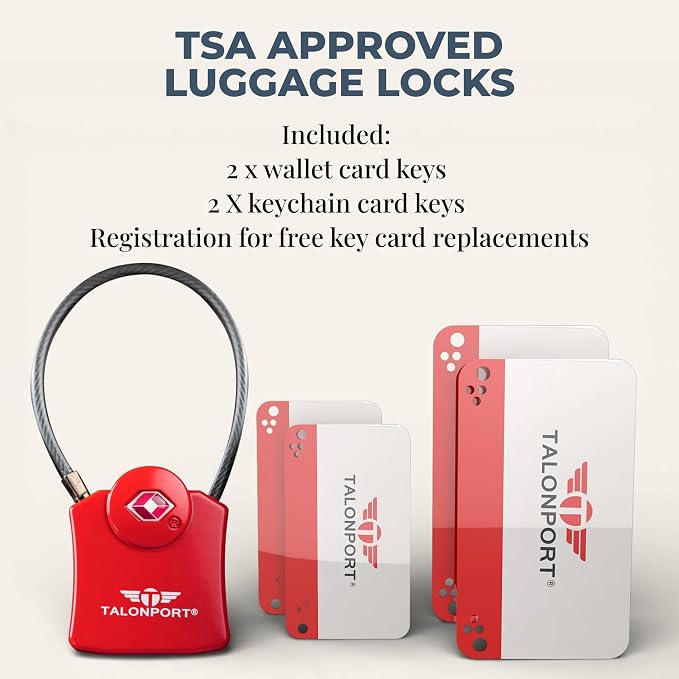 Keyless TSA Approved Suitcase Luggage Locks, Red 4-Pack | No Combination to Remember, Durable Zinc Alloy Build, Free Lifetime Card-Key Replacements, Secures Bags, Lockers & Gym - Image 5