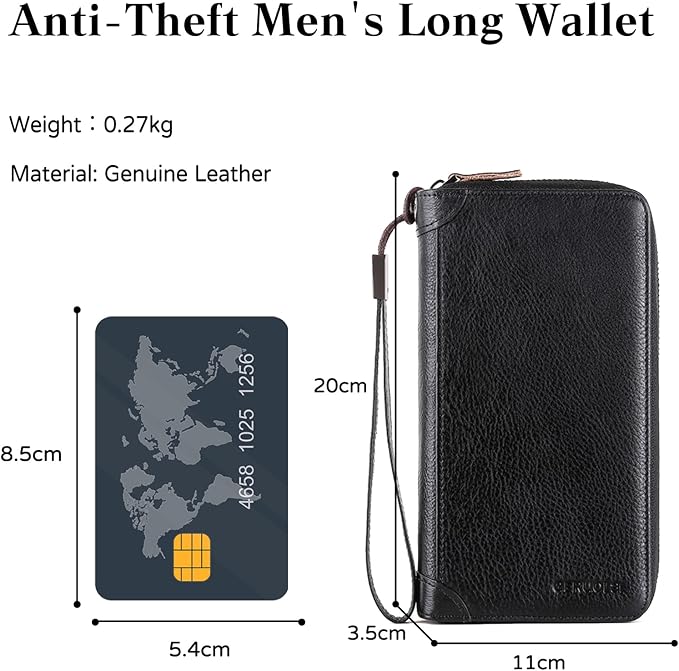 Card Bag Cowhide Wallet Men Coin Purse RFID Blocking Card Case Portable Card Holder Coin Bag Pouch with 12/20/30/45 Card Slots Black D - Image 3