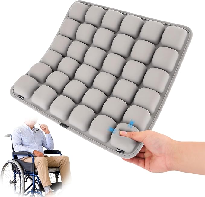 Inflatable Seat Cushion Airplane Seat Cushion for Long Flights | Travel Seat Cushion | Office Chair | Wheelchair | Sciatica Pain Relief | Press-to-Inflate | Portable | Storage Bag by HLCZLUZ