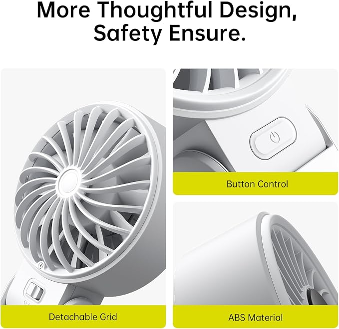JISULIFE Portable Handheld Fan Life7: 3-in-1 Hand, Desk & Neck Fan-Gery | 19.5H Max Cooling, 5-Speed, LED Display, 5000mAh Rechargeable,USB Foldable Fan for Travel/Concerts/Cruise/Sports Events/Gifts - Image 9