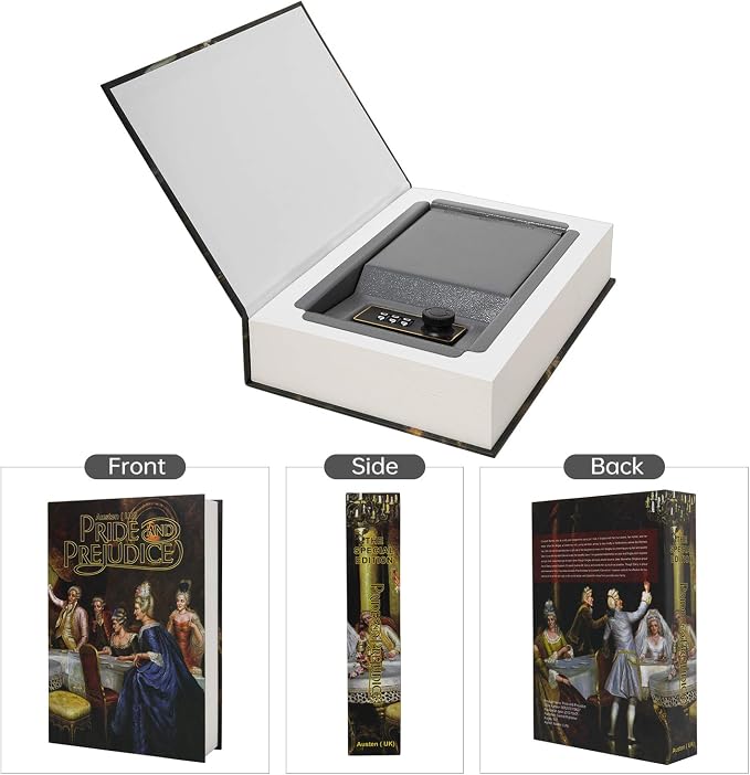 Real Paper Transfer Book Safe, Hollow with Secret Hidden Compartment, Combination Lock, 8.7"×6"×2" (Pride and Prejudice-Combination) - Image 3