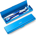 Wider Aluminum Toothbrush Travel Case, Portable Travel Toothbrush Holder, Durable Manual Toothbrush Box Container for Traveling, Bathroom, Camping, Business Trip, Blue by Oralphi