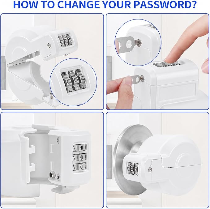 Door Knob Safety Cover Lock Child Proof Door Knob Lockout Device Cover | Combination Lock for Kids Dementia Elderly Safety Water Gas Valve Faucets Temporary Door Handle Lock Fits Most Circular Knobs - Image 6