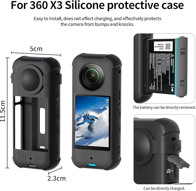 JasonMighty for Insta360 X3 Protective Accessories kit | Camera Case,Silicone Cover,Lens Guards,Screen Tempered Glass ,Provide full camera protection,easy to install - Image 3