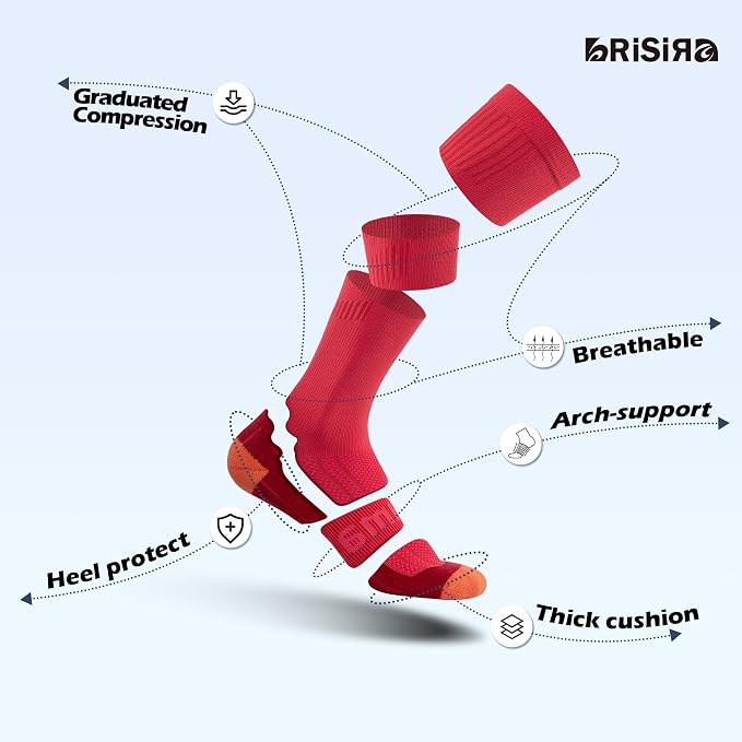 BRISIRA Coolmax Cooling Compression Socks for Women 2 Pairs Knee High 15-20 mmHg Arch Support for Nurse Pregnancy Flying | 2 Pair, Arch Support, Anti Blister, Breathable, Moisture Wicking, Cushioned, Flying, Nurses, Pregnancy, Travel - Image 4