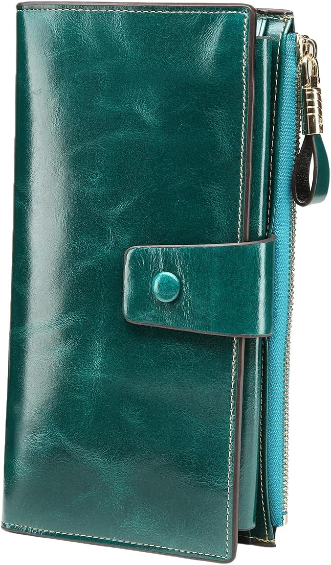 Itslife Women's RFID Blocking Large Capacity Luxury Wax Genuine Leather Clutch Wallet Ladies Card holder by HOME