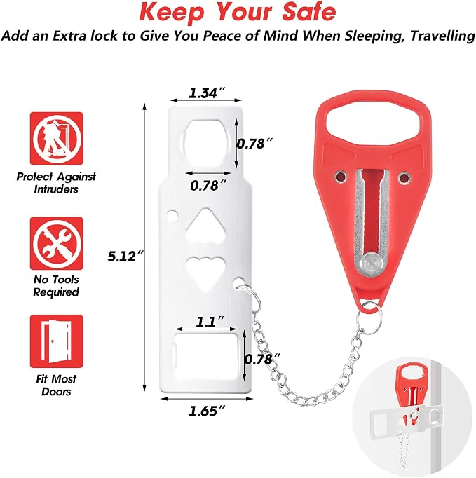 AceMining Portable Door Lock Home Security Door Locker Travel Lockdown Locks for Additional Safety and Privacy Perfect for Traveling Hotel Home Apartment College - Image 4